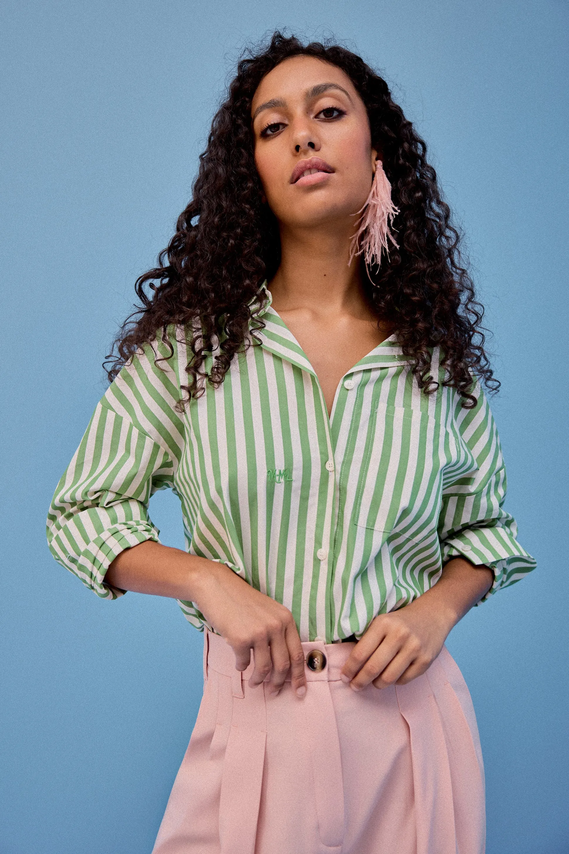 CHEMISE OMER GREEN STRIPE^Make My Lemonade Cheap