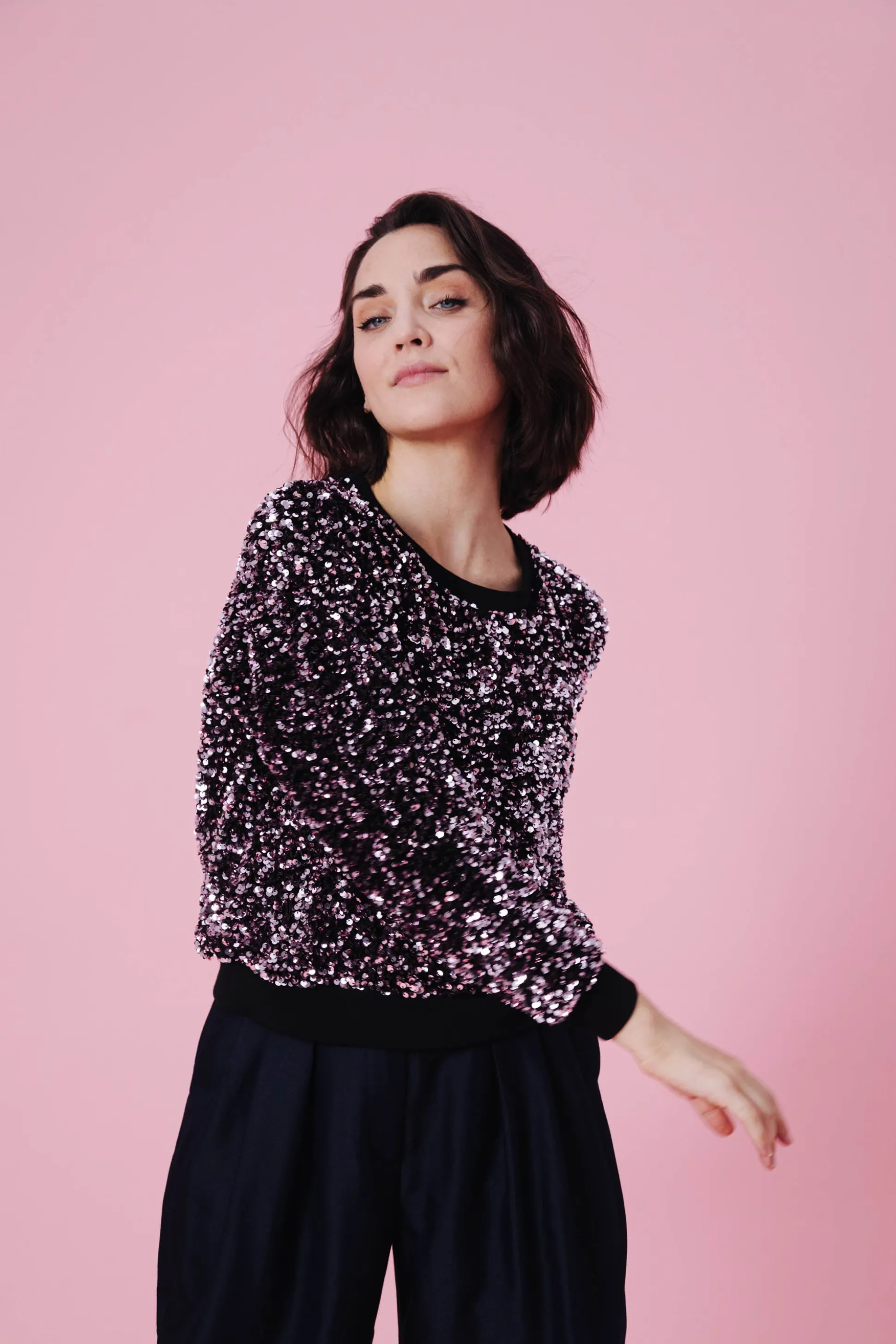 SWEAT HENRI SEQUINS ROSE^Make My Lemonade Fashion