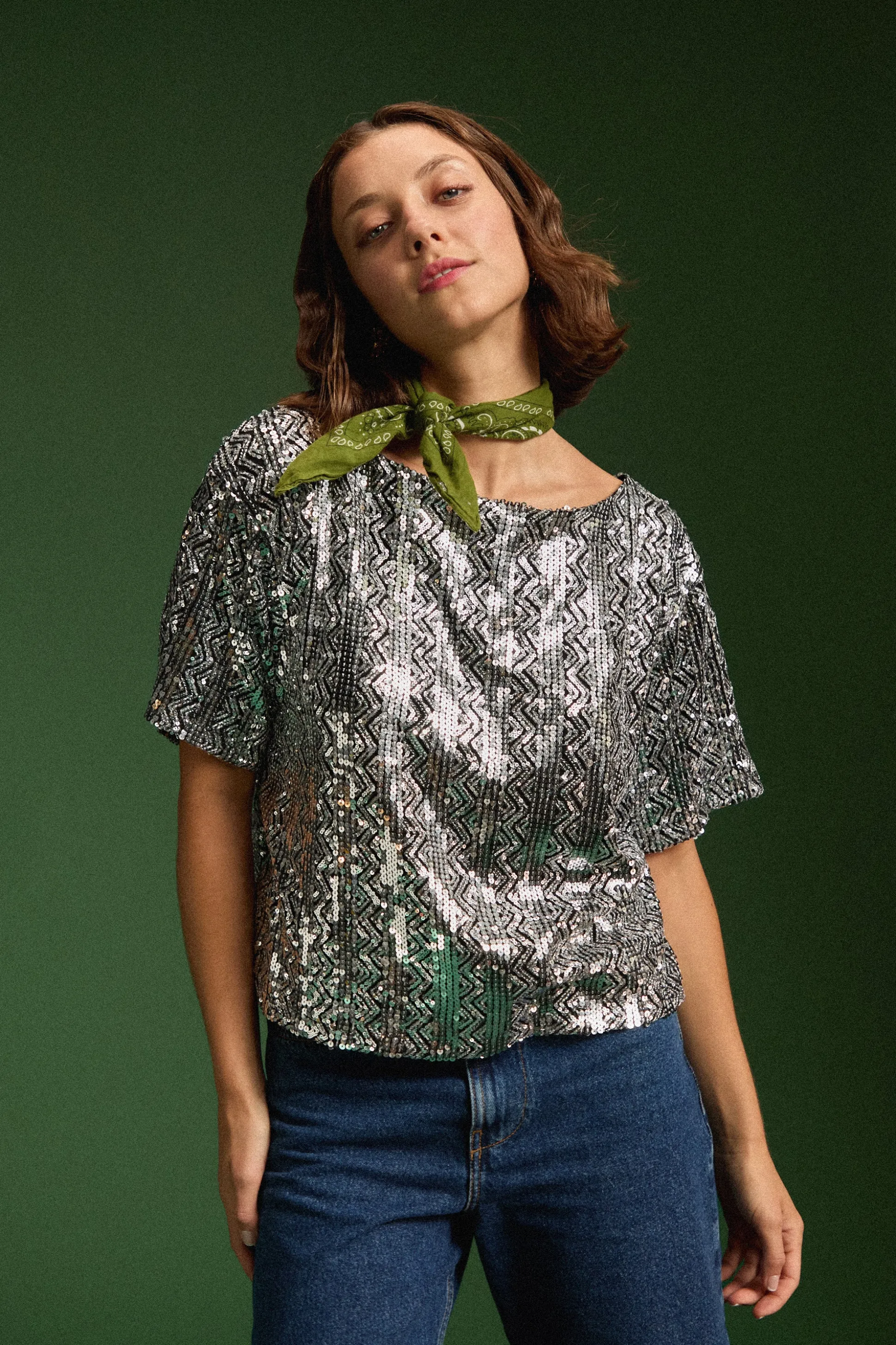 TOP SONIA SEQUINS ARGENTE^Make My Lemonade Hot